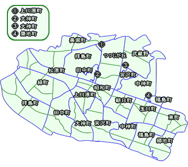 昭島市の町名地図