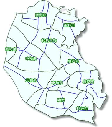 狛江市の町名地図