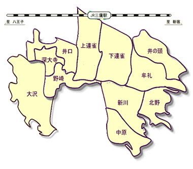 三鷹市の町名地図