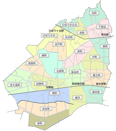 西東京市の町名地図